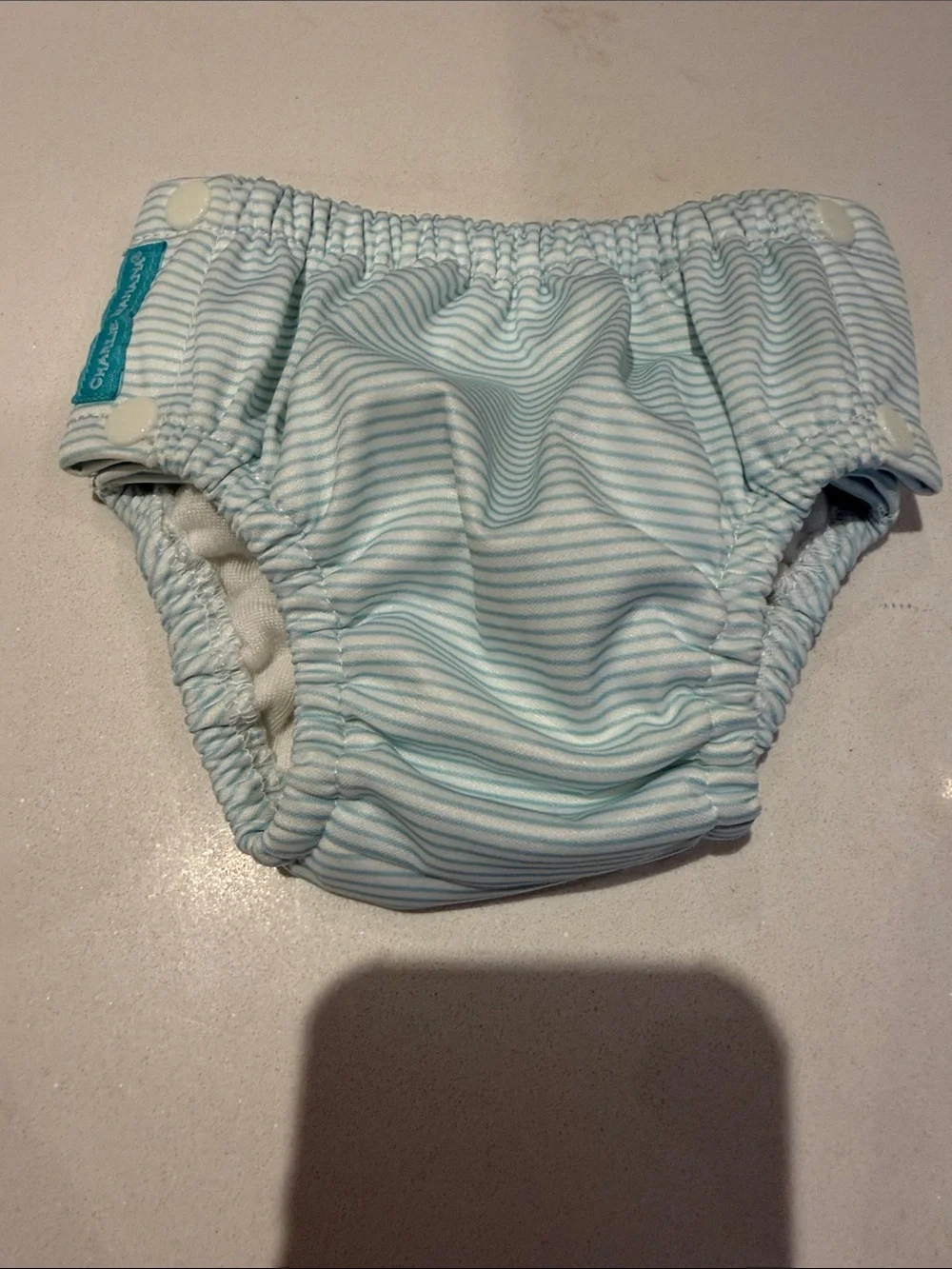 Charlie Banana Light Blue & White Striped Swim Diaper Cover